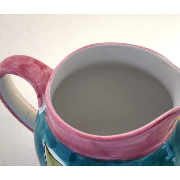 PITCHER/VASE-Hand Painted-Fruit Motif-Bright Colors-Made in Portugal-Holds 8 cup - Picture 8 of 12